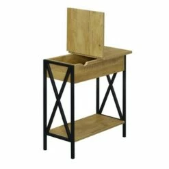 Tucson Flip Top End Table with Charging Station and Shelf English Oak/Black - Breighton Home -Side Tables Sales unnamed file 6662
