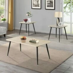 3pc Huntman Metal Legs Coffee Table Set - HOMES: Inside + Out Natural
