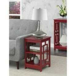 Town Square End Table with Shelves Cranberry Red - Breighton Home