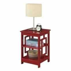Town Square End Table with Shelves Cranberry Red - Breighton Home -Side Tables Sales unnamed file 6686