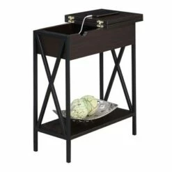 Tucson Flip Top End Table with Charging Station and Shelf Espresso/Black - Breighton Home -Side Tables Sales unnamed file 6691