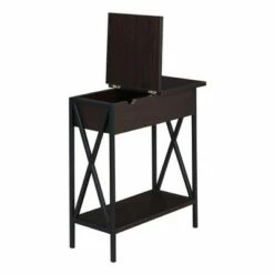 Tucson Flip Top End Table with Charging Station and Shelf Espresso/Black - Breighton Home -Side Tables Sales unnamed file 6692