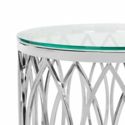 April Glass Top End Table - Chrome - Safavieh