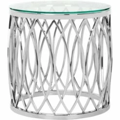 April Glass Top End Table - Chrome - Safavieh -Side Tables Sales unnamed file 6697