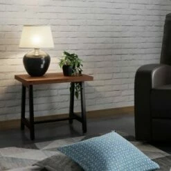 Hawkins Metal/Wood End Table Walnut - WyndenHall