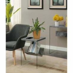 Soho End Table with Shelf Gray Faux Marble - Breighton Home
