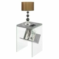 Soho End Table with Shelf Gray Faux Marble - Breighton Home -Side Tables Sales unnamed file 6717
