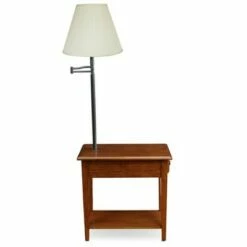 Swing Arm Lamp Chairside End Table Oak - Leick Home 17 Swing Arm Lamp Chairside End Table Oak - Leick Home -Side Tables Sales unnamed file 6740