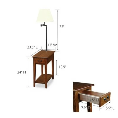 Swing Arm Lamp Chairside End Table Oak - Leick Home 13 Swing Arm Lamp Chairside End Table Oak - Leick Home - Image 11