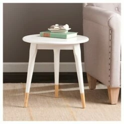 Southern Enterprises Alden Round Side Table Glossy - White - Aiden Lane