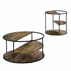 2pc Dunlavin Round Coffee and End Table Set - miBasics Gray -Side Tables Sales unnamed file 680