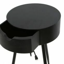 Round Side Table with USB and Outlet - Decor Therapy Black -Side Tables Sales unnamed file 6809