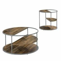 2pc Dunlavin Round Coffee and End Table Set - miBasics Gray -Side Tables Sales unnamed file 681