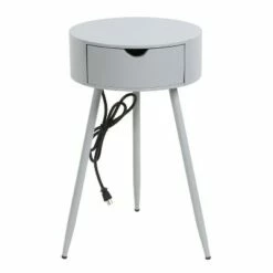 Round Side Table with USB and Outlet - Decor Therapy Black -Side Tables Sales unnamed file 6814
