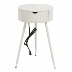 Round Side Table with USB and Outlet - Decor Therapy Black -Side Tables Sales unnamed file 6816
