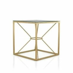 2pc Techna Glass Top Coffee and End Table Set Gold Coating/Clear - HOMES: Inside + Out
