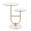 Trombone Glam Side Table - LumiSource Marble/nickel/glass Black/nickel/clear