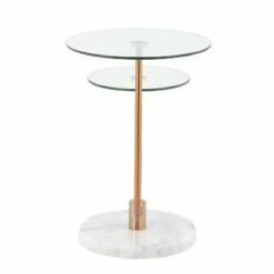Trombone Glam Side Table - LumiSource Marble/nickel/glass Black/nickel/clear -Side Tables Sales unnamed file 6862