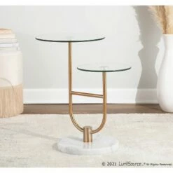 Trombone Glam Side Table - LumiSource Marble/nickel/glass Black/nickel/clear -Side Tables Sales unnamed file 6867