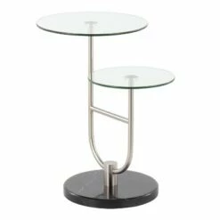 Trombone Glam Side Table - LumiSource Marble/nickel/glass Black/nickel/clear -Side Tables Sales unnamed file 6869