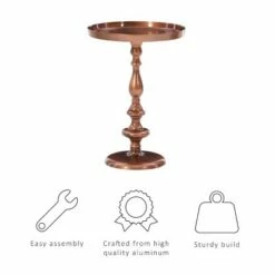 Zilma Pedestal Side Table - Powell Company Antiqued Copper