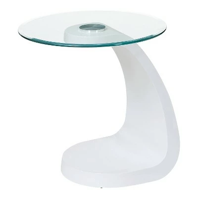 2pc Gummerton Glass Top Coffee and End Table Set - miBasics White 4 2pc Gummerton Glass Top Coffee and End Table Set - miBasics White - Image 2