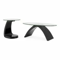 2pc Gummerton Glass Top Coffee and End Table Set - miBasics White 11 2pc Gummerton Glass Top Coffee and End Table Set - miBasics White -Side Tables Sales unnamed file 695