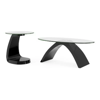 2pc Gummerton Glass Top Coffee and End Table Set - miBasics White 6 2pc Gummerton Glass Top Coffee and End Table Set - miBasics White - Image 4