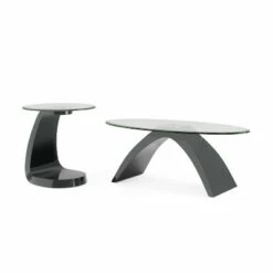 2pc Gummerton Glass Top Coffee and End Table Set - miBasics White 12 2pc Gummerton Glass Top Coffee and End Table Set - miBasics White -Side Tables Sales unnamed file 696