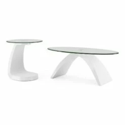 2pc Gummerton Glass Top Coffee and End Table Set - miBasics White 13 2pc Gummerton Glass Top Coffee and End Table Set - miBasics White -Side Tables Sales unnamed file 697