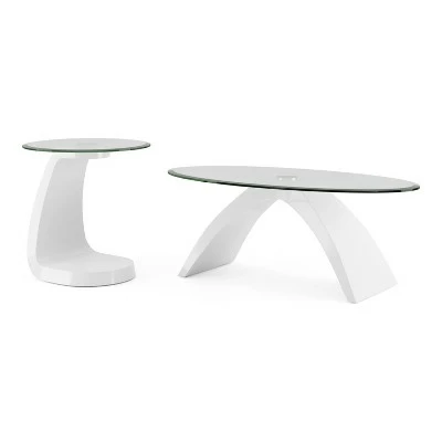 2pc Gummerton Glass Top Coffee and End Table Set - miBasics White 8 2pc Gummerton Glass Top Coffee and End Table Set - miBasics White - Image 6