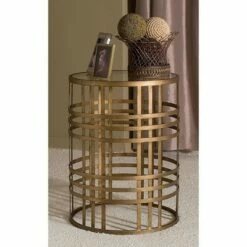 Woven Brass Side Table Brass - FirsTime
