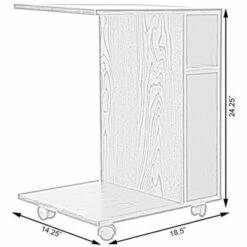 Basicwise Modern Sofa Side Table with Shelves and Casters, Brown -Side Tables Sales unnamed file 7006