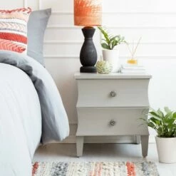 Arlan Side Table with 2 Drawers Gray - Adore Decor