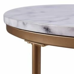Marmo Round Side Table with Faux Marble Top Brass - Teamson Home -Side Tables Sales unnamed file 7063