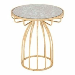 Saul Side Table Mirror/Gold - ZM Home