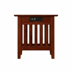 Mission Chair Side Table with Charger - Walnut - Atlantic Furniture -Side Tables Sales unnamed file 7097