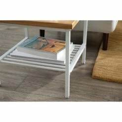 Industrial Modern Wood Top/Metal Frame Side Table with Metal Shelf White/Natural - OFM -Side Tables Sales unnamed file 7179