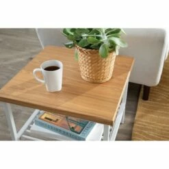 Industrial Modern Wood Top/Metal Frame Side Table with Metal Shelf White/Natural - OFM -Side Tables Sales unnamed file 7180