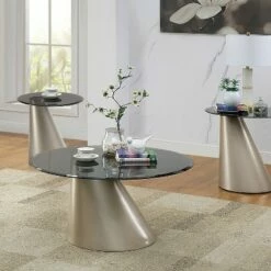 3pc Ripon Coffee and 2 End Table Set Champagne - miBasics
