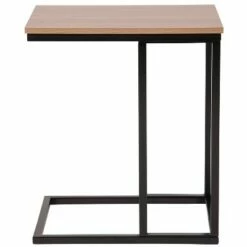 Flash Furniture Aurora Rustic Wood Grain Finish Side Table with Black Metal Cantilever Base