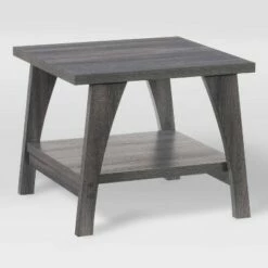 Hollywood Side Table with Lower Shelf Dark Gray - CorLiving
