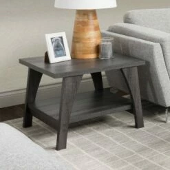 Hollywood Side Table with Lower Shelf Dark Gray - CorLiving -Side Tables Sales unnamed file 7215