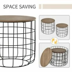 HomCom 2pc Retro Industrial Style Side End Table Set -Side Tables Sales unnamed file 724