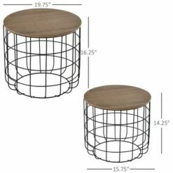 HomCom 2pc Retro Industrial Style Side End Table Set -Side Tables Sales unnamed file 726