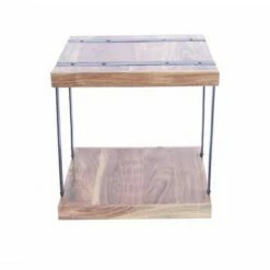 Wooden Square Top Side Table with a Lower Shelf Brown/Black - The Urban Port
