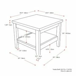 Hollywood Side Table with Shelf Dark Gray - CorLiving -Side Tables Sales unnamed file 7285
