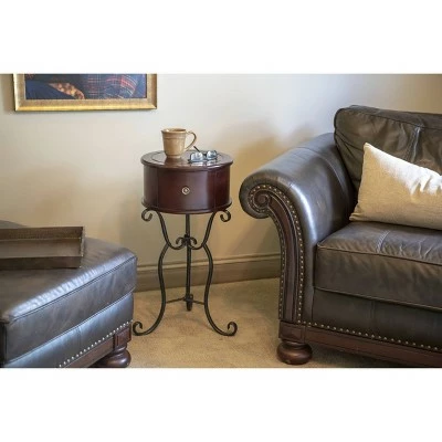 Decor Therapy Wilson 1 Drawer Wood and Metal Round Side Table Espresso - Décor Therapy 4 Decor Therapy Wilson 1 Drawer Wood and Metal Round Side Table Espresso - Décor Therapy - Image 2
