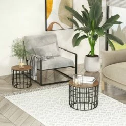 HomCom 2pc Retro Industrial Style Side End Table Set -Side Tables Sales unnamed file 731