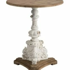 A&B Home Round Side Table Antique White/Natural - A&B Home -Side Tables Sales unnamed file 7317